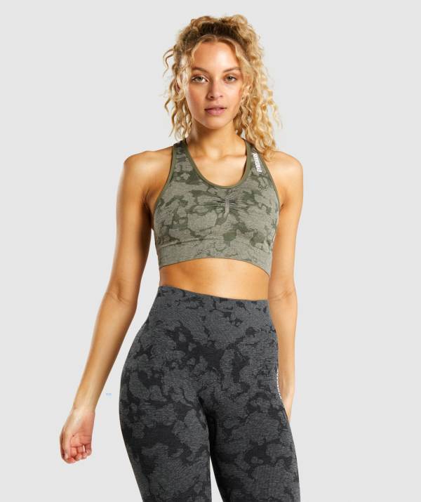 Damske Športové Podprsenky Gymshark Adapt Camo Seamless Racer Back Zelene | PH7609451
